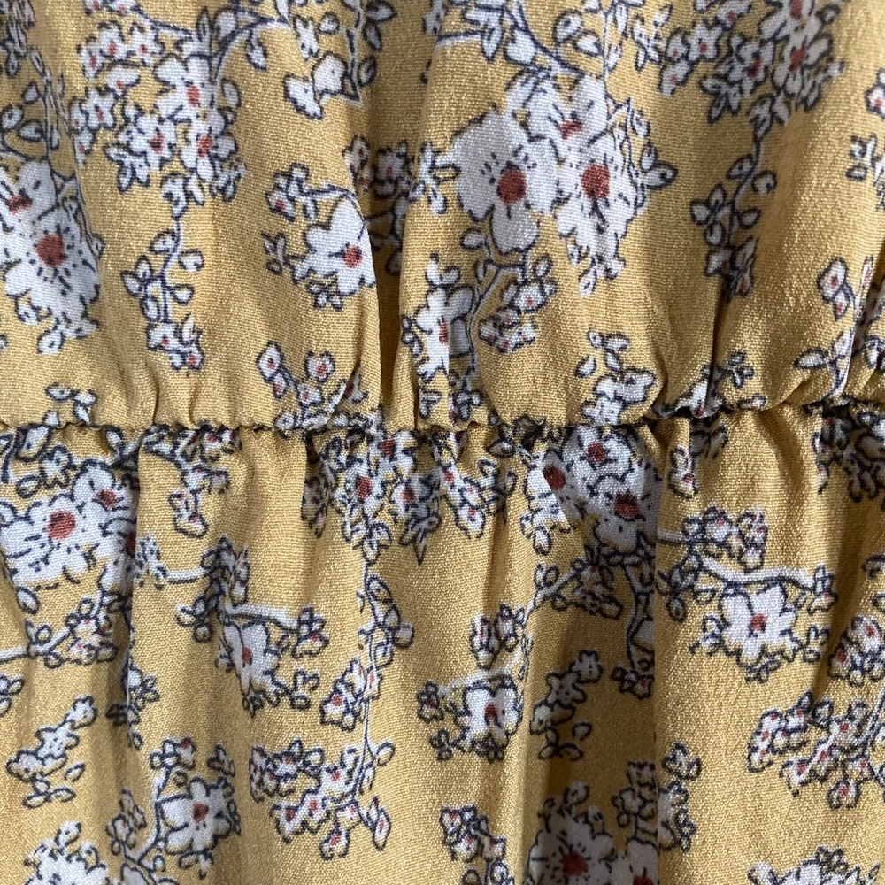 MIKAROSE V-neck Prairie Maxi Slit Front Dress Goldenrod Floral Print - Picture 6 of 10